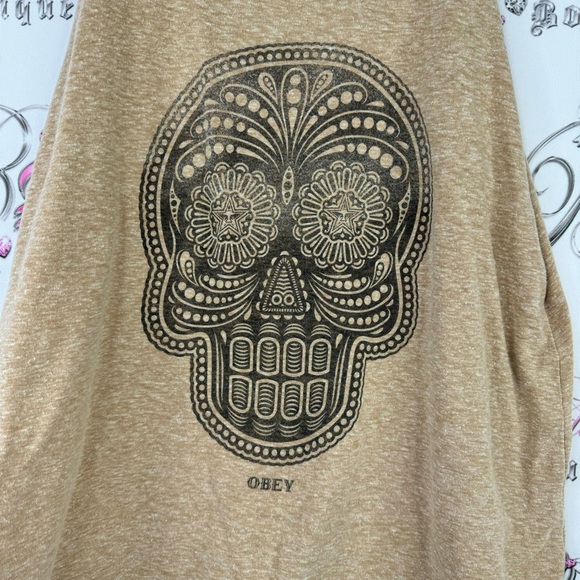 Obey tank top beige brown skull sugar skull day of dead skater oversized cute - Picture 4 of 6